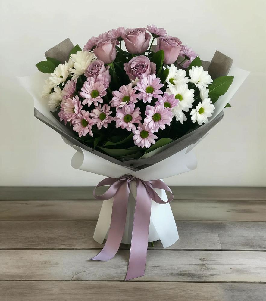 Букет цветов из: Хризантемы и Розы в Кузнецке