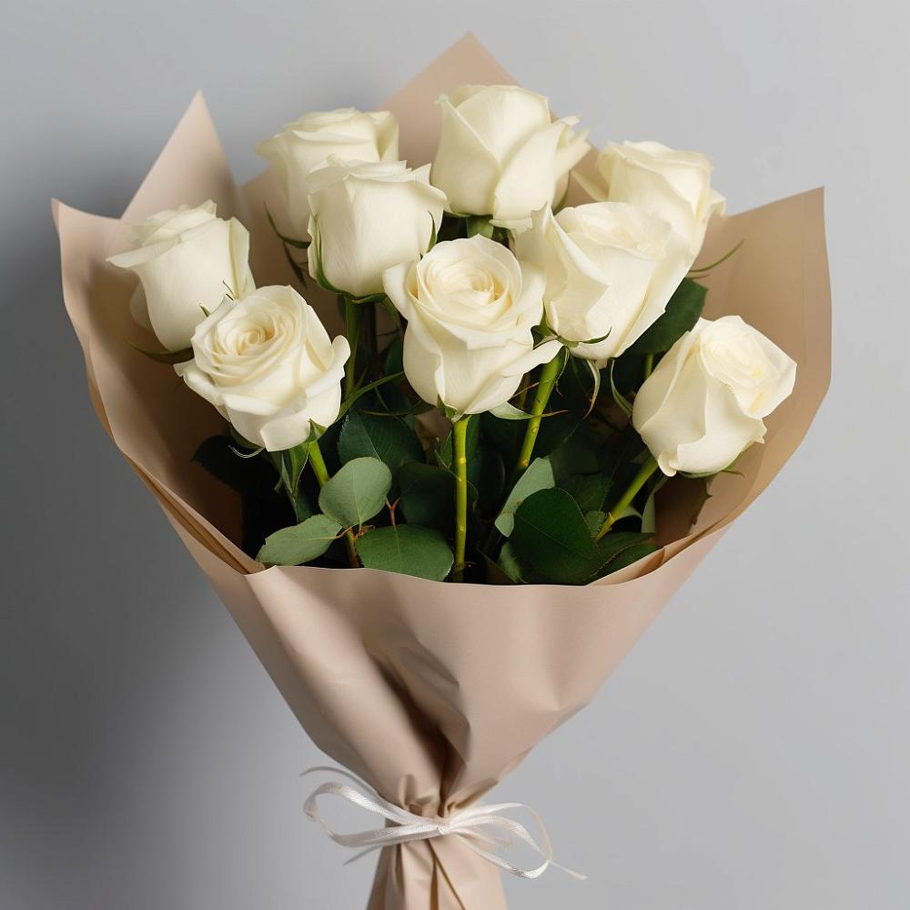 Букет 9 Белых роз Эдлесс Лав в Кузнецке