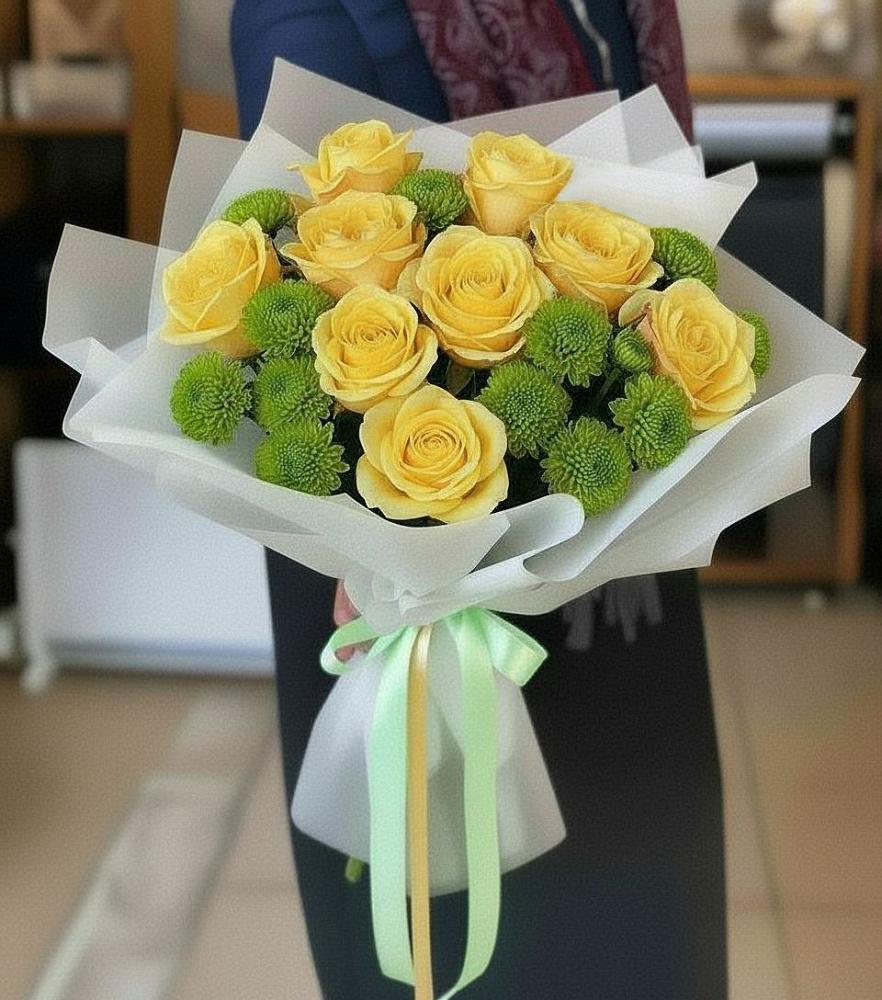 Букет цветов из: Хризантемы и Розы в Кузнецке