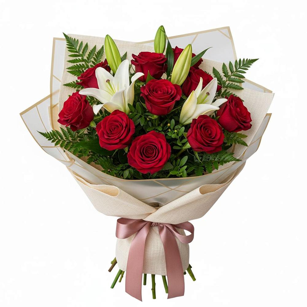 Букет цветов из: Лилии и Розы в Кузнецке