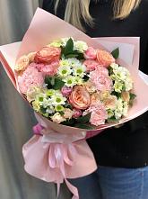 Букет нежные объятья в Кузнецке Букет цветов из: Гвоздики, Розы и Хризантемы в Кузнецке