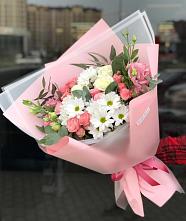 Букет цветов из:  Розы, Лизиантусы и Хризантемы #REPLACE_PRED# Кузнецке