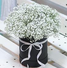 Цветочная композиция из Гипсофила в шляпной коробке в Кузнецке
