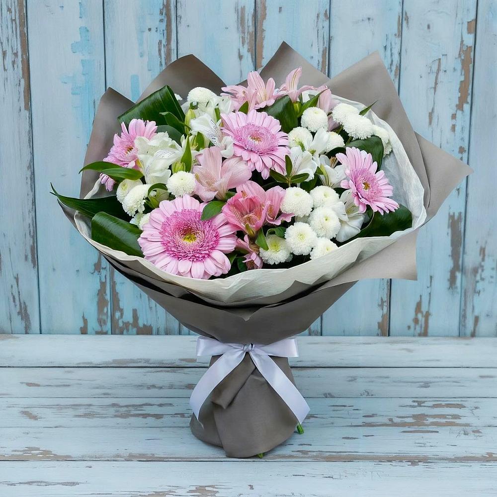 Букет цветов из: Герберы, Альстромерии и Хризантемы в Кузнецке