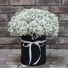 Цветочная композиция из Гипсофила в шляпной коробке в Кузнецке