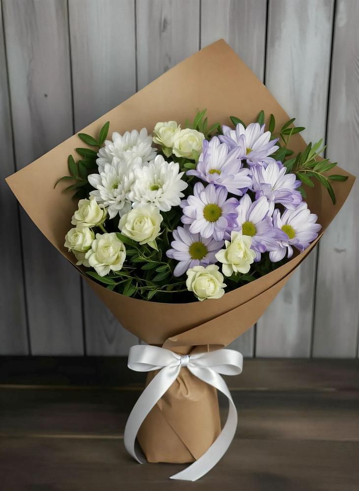 Букет цветов из: Хризантемы и Розы в Кузнецке